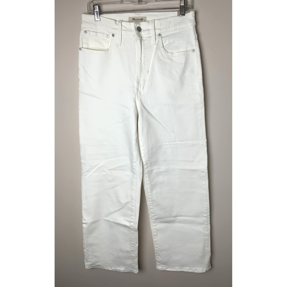 Madewell Perfect Vintage Wide-Leg Crop Jeans Womens 28 Ivory Stretch FLAW